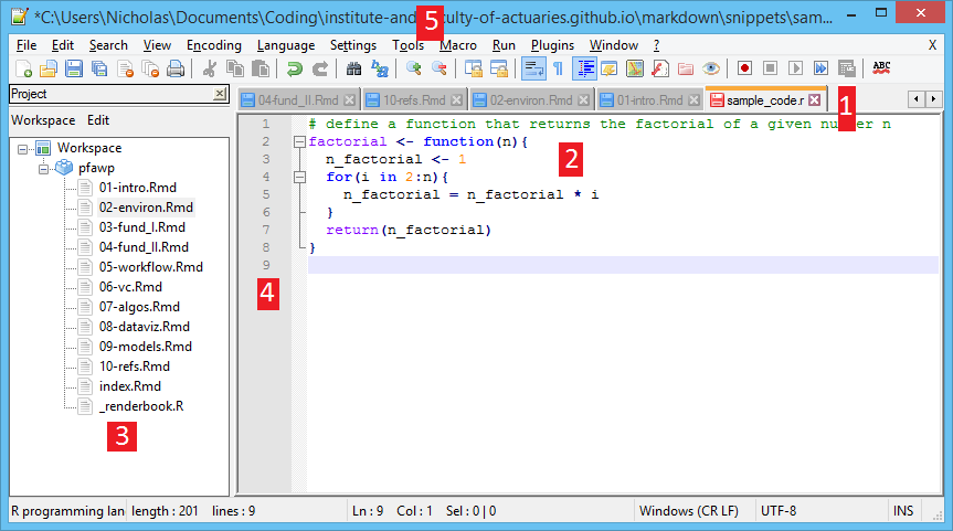 \label{fig:figs}Using the Notepad++ text editor