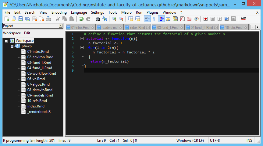 \label{fig:figs}Notepad++ with a custom dark theme